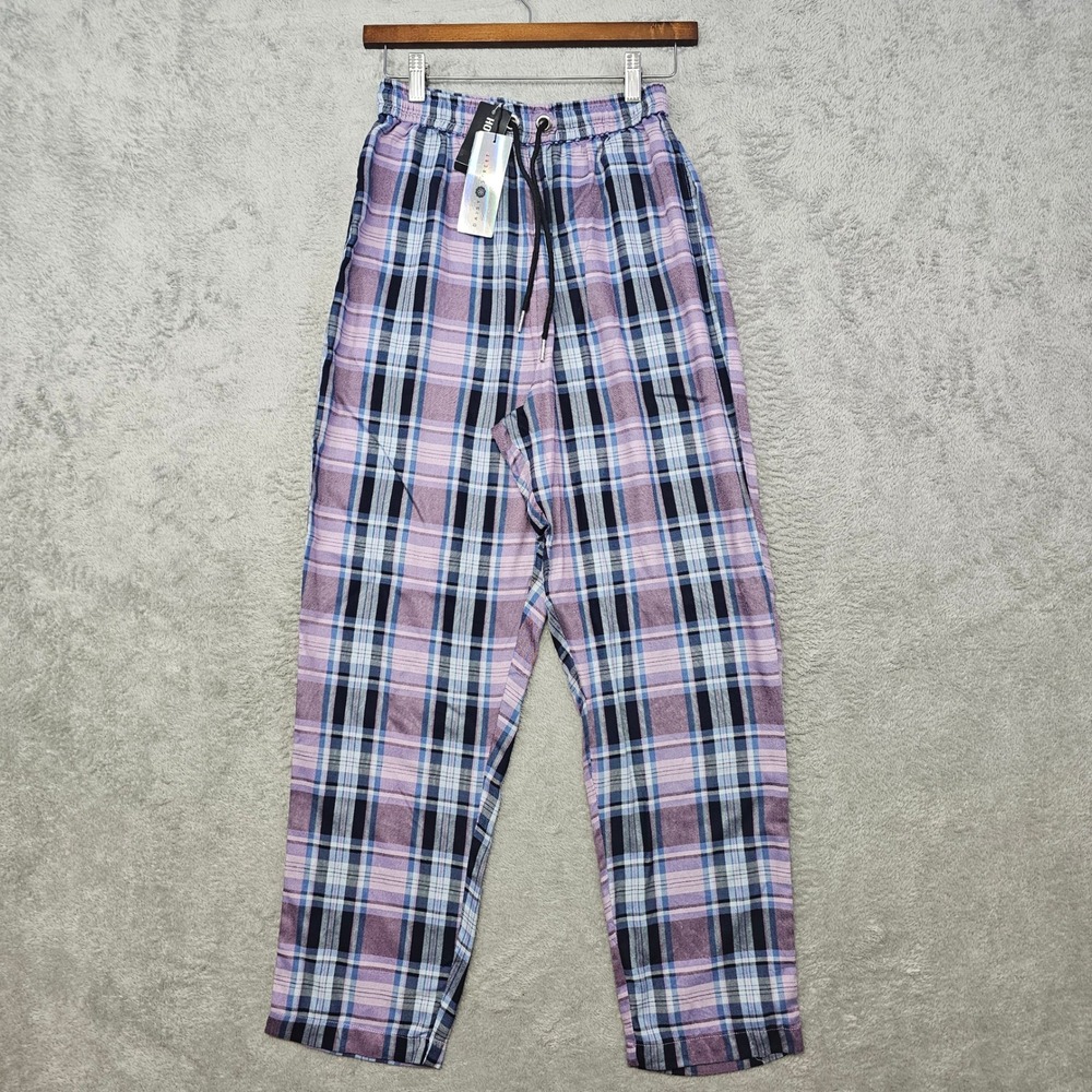 Hot Topic Daisy Street Plaid Lounge Pants Drawstring Waist Purple Blue Women's S